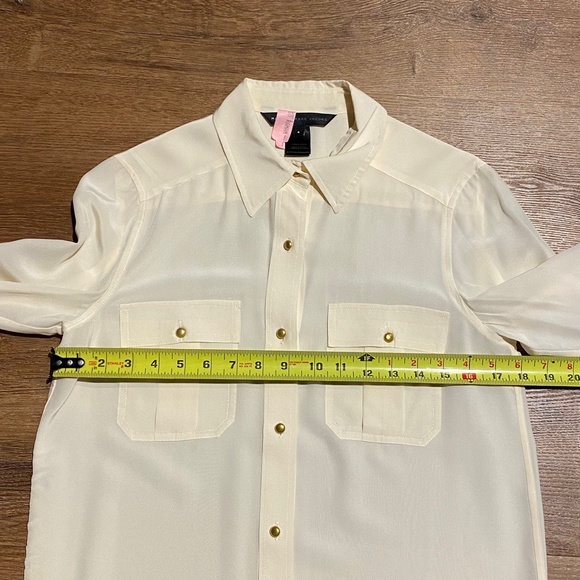 Marc by Marc Jacobs 100% Silk Blouse Canvas White Beige Cream Sz 4 S-M - Picture 10 of 13